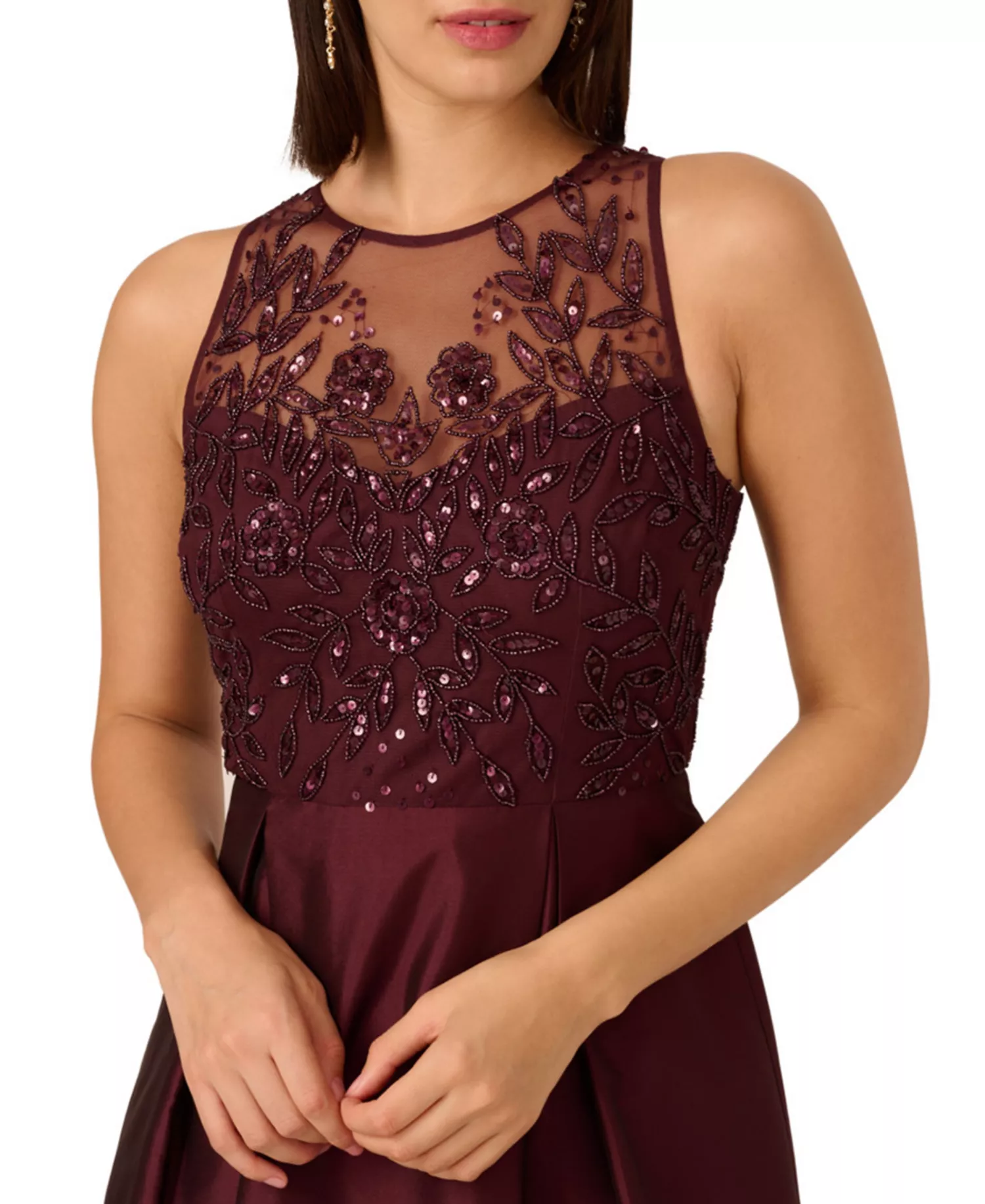 Refined Illusion Neck Formal Gown - View 3